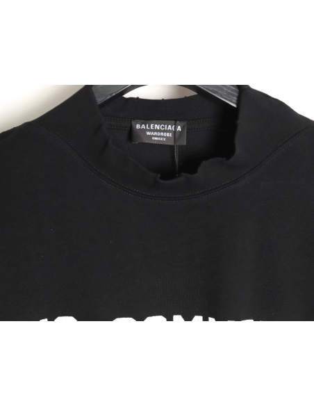 Balenciaga No Comments Cracked Print Washed Ripped Short Sleeve T-shirt TSK1,All order with free shipping Balenciaga