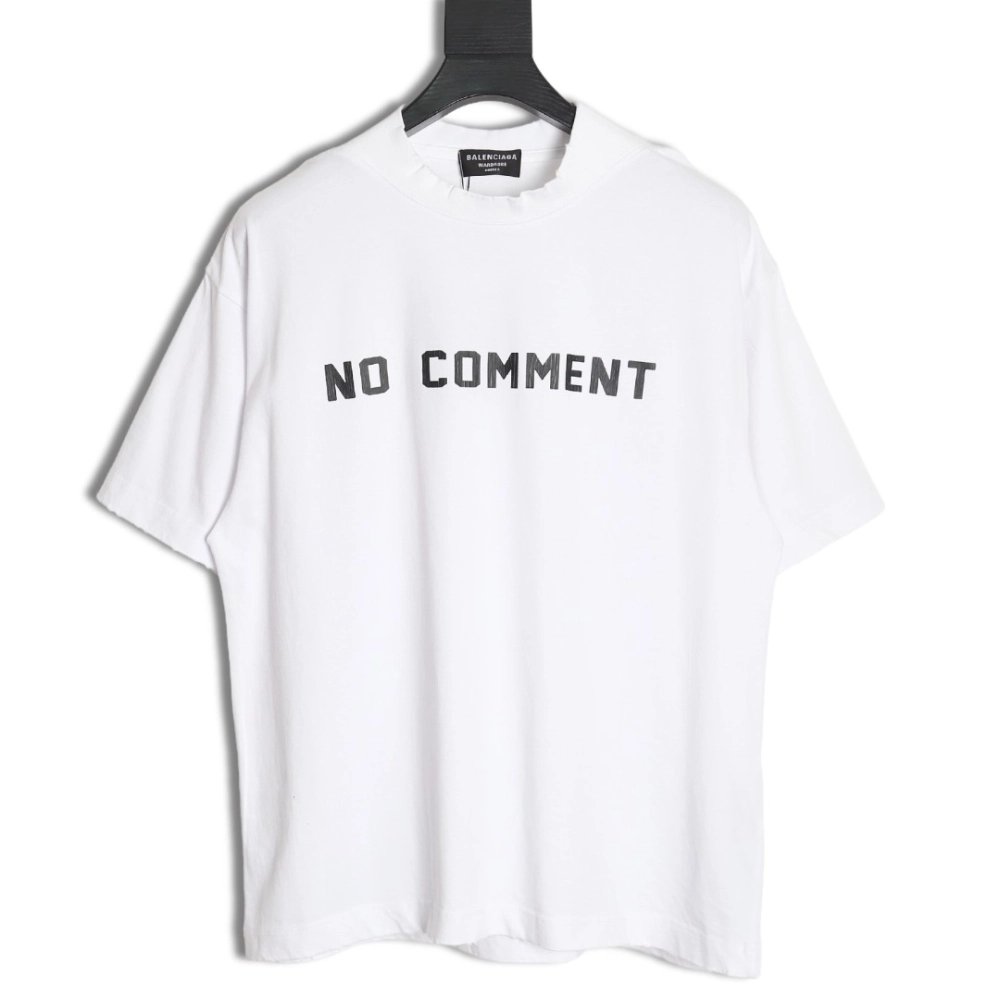 Balenciaga No Comments Cracked Print Washed Ripped Short Sleeve T-shirt,All order with free shipping Balenciaga