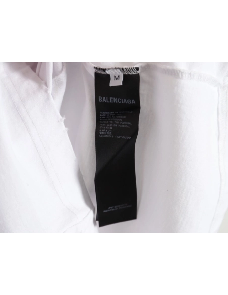 Balenciaga No Comments Cracked Print Washed Ripped Short Sleeve T-shirt,All order with free shipping Balenciaga