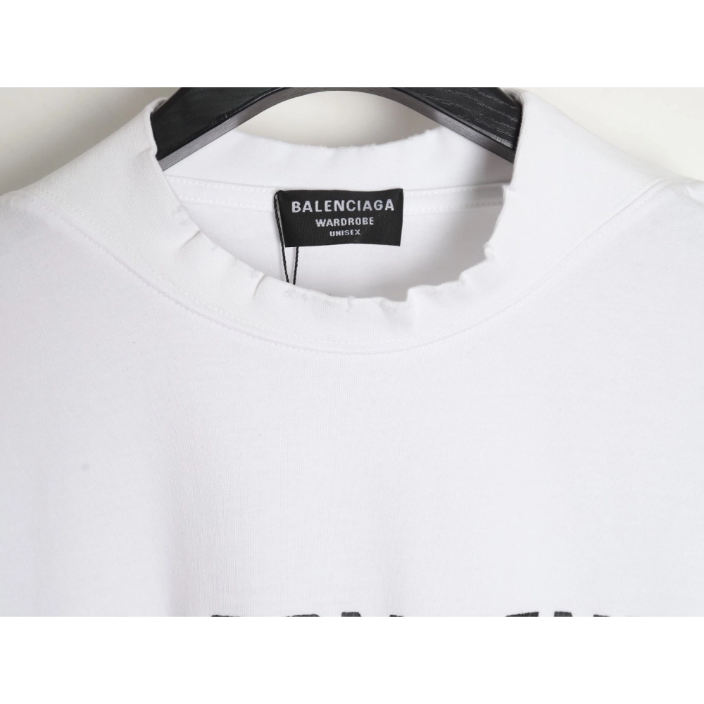 Balenciaga No Comments Cracked Print Washed Ripped Short Sleeve T-shirt,All order with free shipping Balenciaga