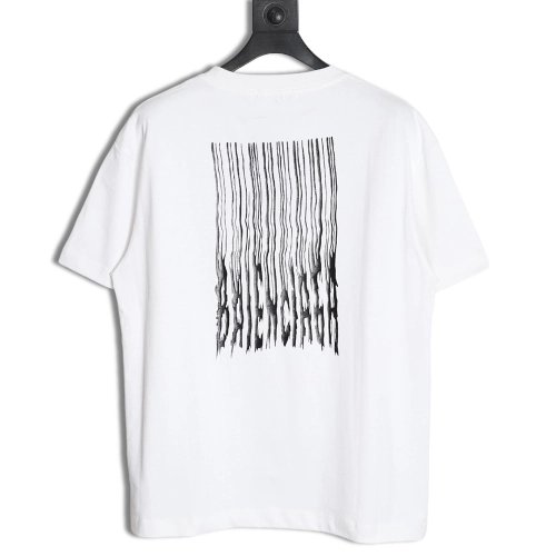 Balenciaga fringed waterfall print short-sleeved T-shirt,All order with free shipping Balenciaga