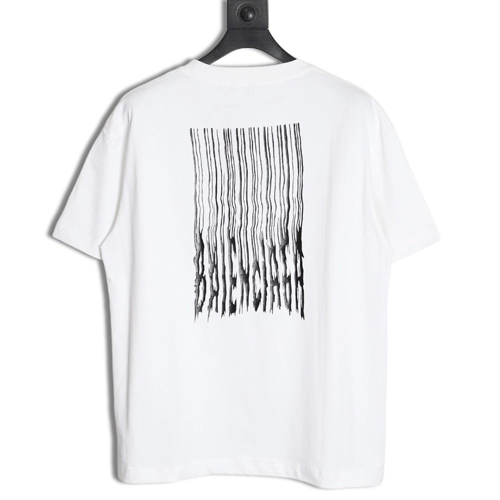 Balenciaga fringed waterfall print short-sleeved T-shirt,All order with free shipping Balenciaga