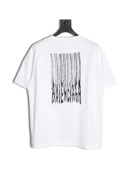 Balenciaga fringed waterfall print short-sleeved T-shirt,All order with free shipping Balenciaga
