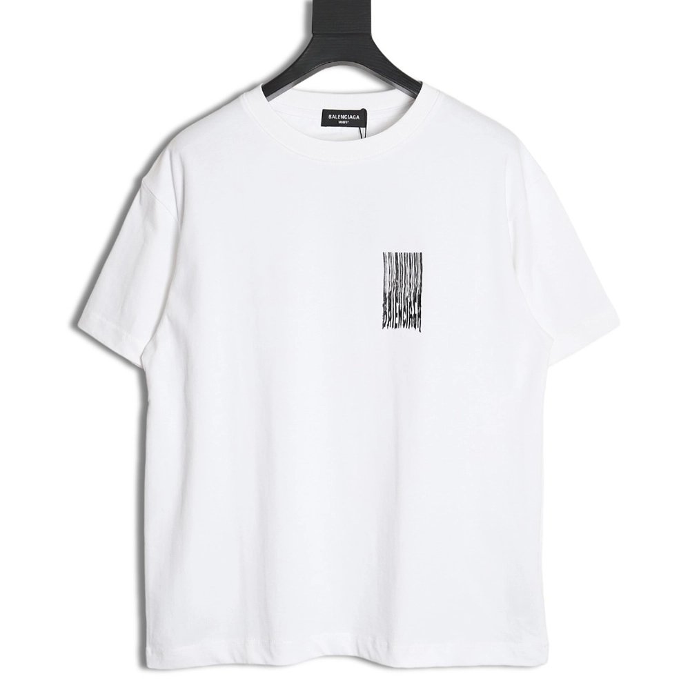 Balenciaga fringed waterfall print short-sleeved T-shirt,All order with free shipping Balenciaga