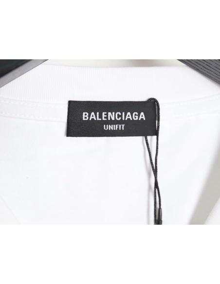 Balenciaga fringed waterfall print short-sleeved T-shirt,All order with free shipping Balenciaga