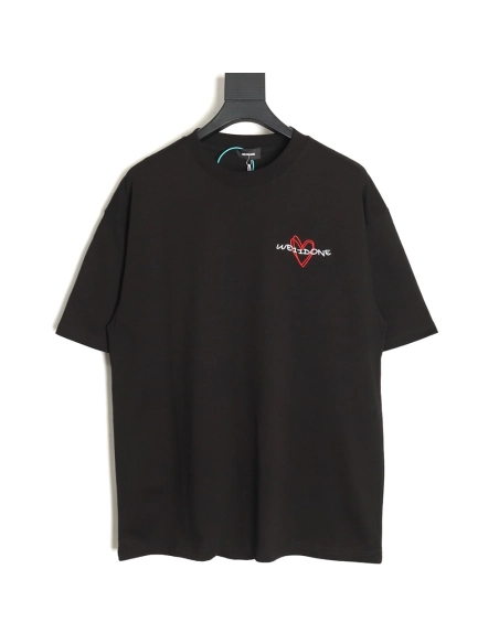 WE11 DONE Simple Love Letters Embroidery Round Neck Short Sleeve T-shirt TSK1,All order with free shipping We11done