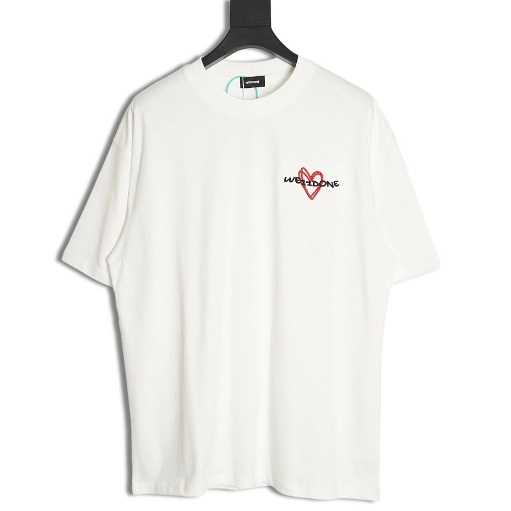 WE11 DONE Simple Love Letters Embroidery Round Neck Short Sleeve T-shirt,All order with free shipping We11done