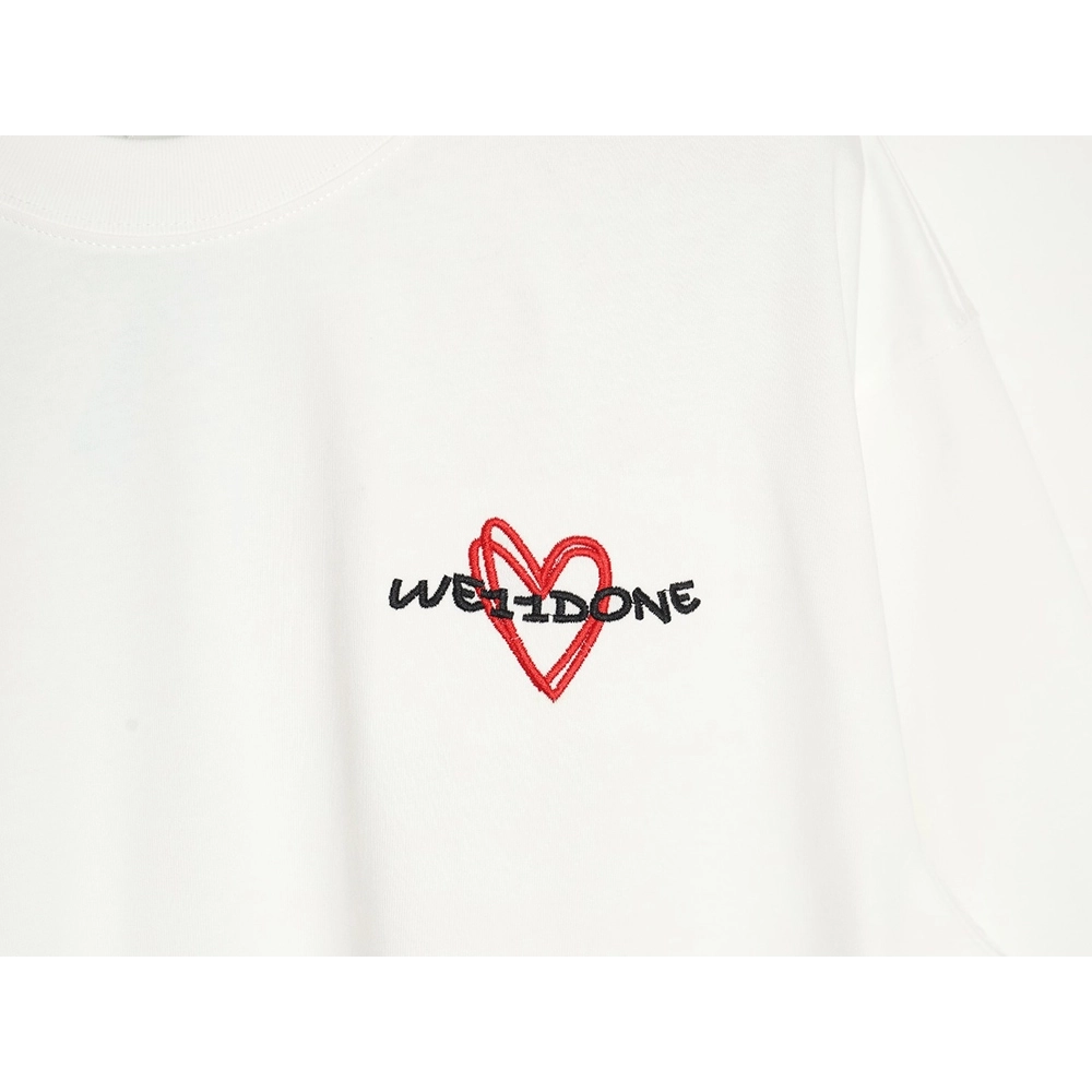 WE11 DONE Simple Love Letters Embroidery Round Neck Short Sleeve T-shirt,All order with free shipping We11done
