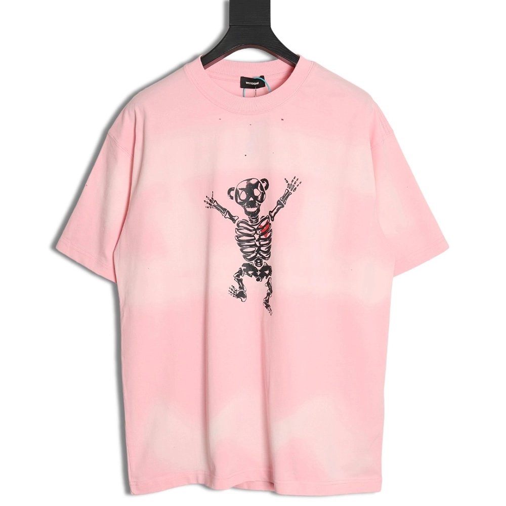 WE11 DONE 24SS skull print washed gradient couple short-sleeved T-shirt,All order with free shipping We11done