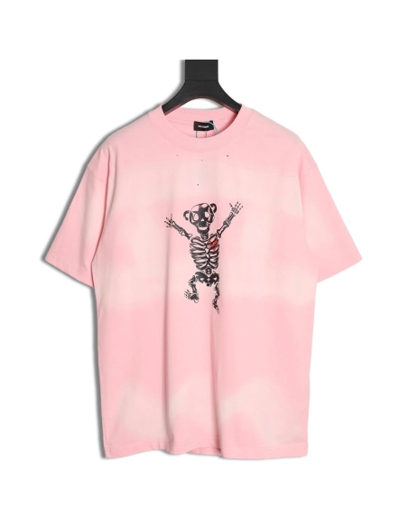 WE11 DONE 24SS skull print washed gradient couple short-sleeved T-shirt,All order with free shipping We11done