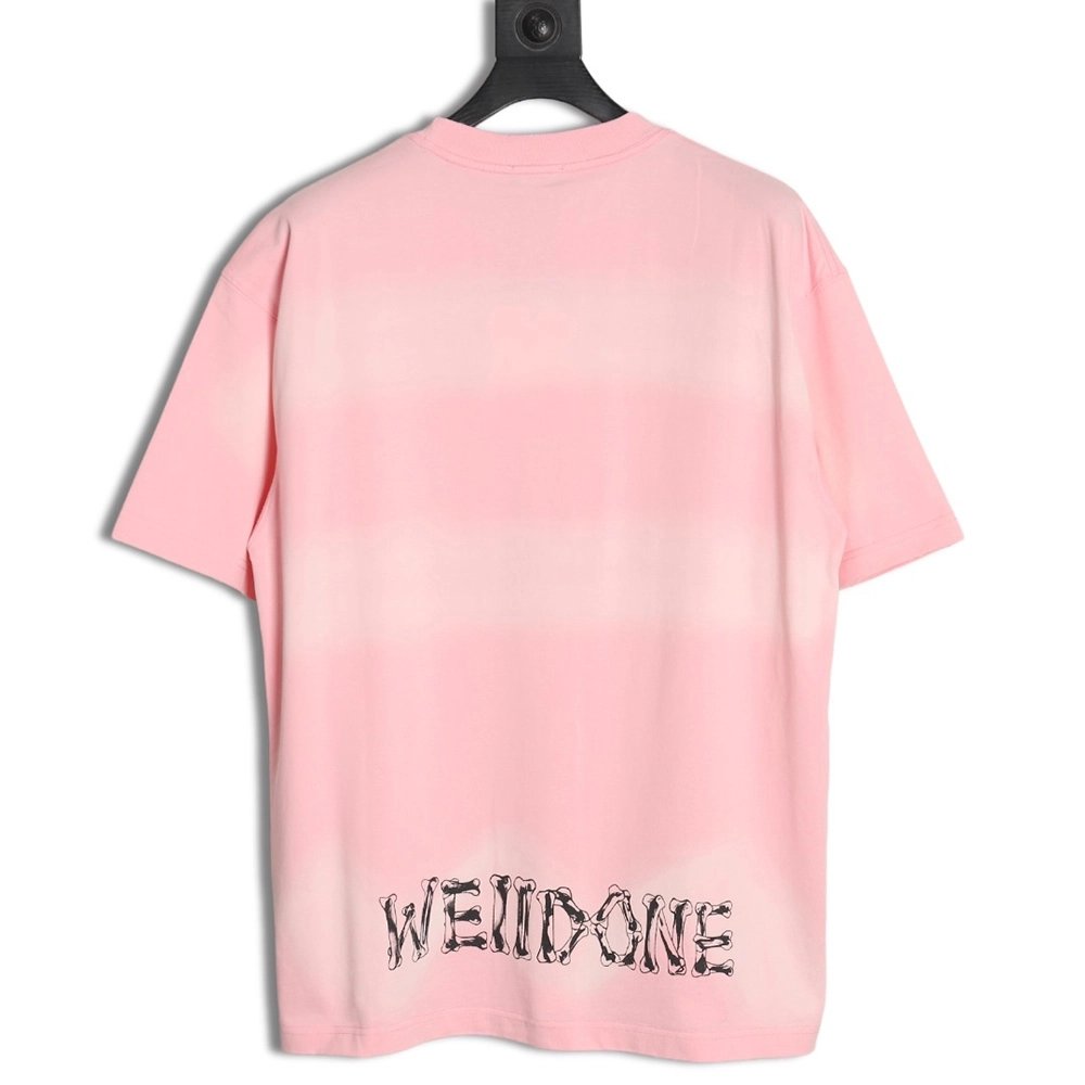 WE11 DONE 24SS skull print washed gradient couple short-sleeved T-shirt,All order with free shipping We11done