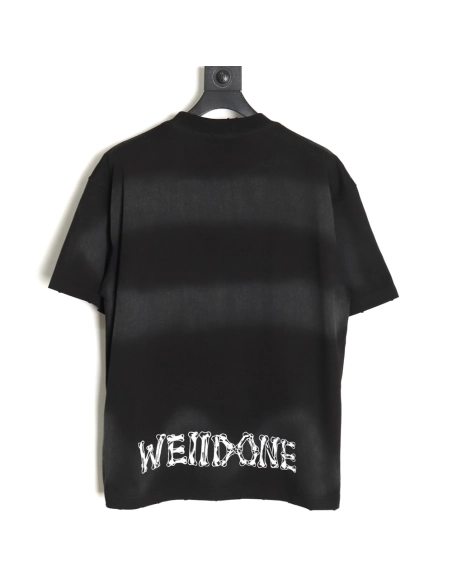 WE11 DONE 2024ss skull print washed gradient couple short-sleeved T-shirt,All order with free shipping We11done