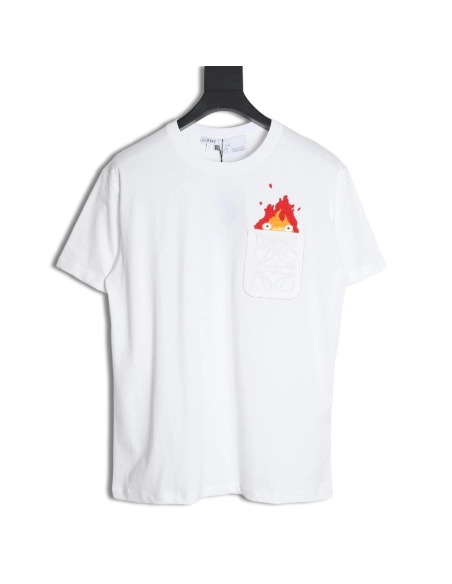 Loewe Totoro Limited Edition Pocket Embroidered Short Sleeve T-Shirt,All order with free shipping Loewe