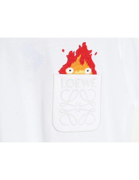 Loewe Totoro Limited Edition Pocket Embroidered Short Sleeve T-Shirt,All order with free shipping Loewe