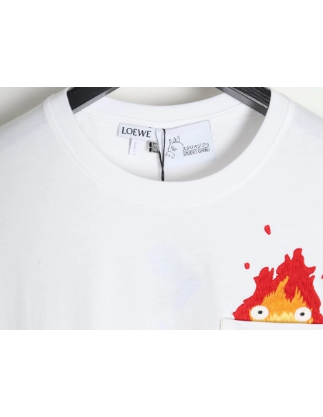 Loewe Totoro Limited Edition Pocket Embroidered Short Sleeve T-Shirt,All order with free shipping Loewe
