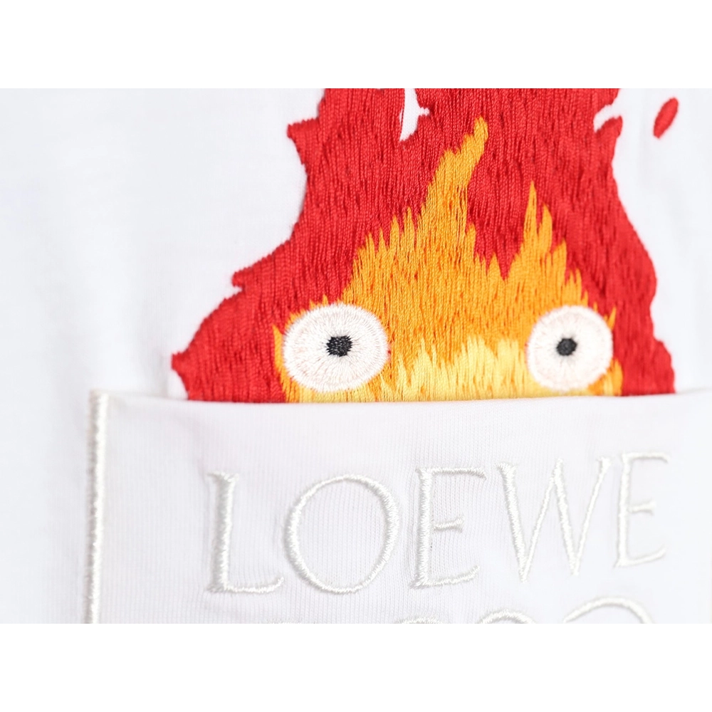 Loewe Totoro Limited Edition Pocket Embroidered Short Sleeve T-Shirt,All order with free shipping Loewe