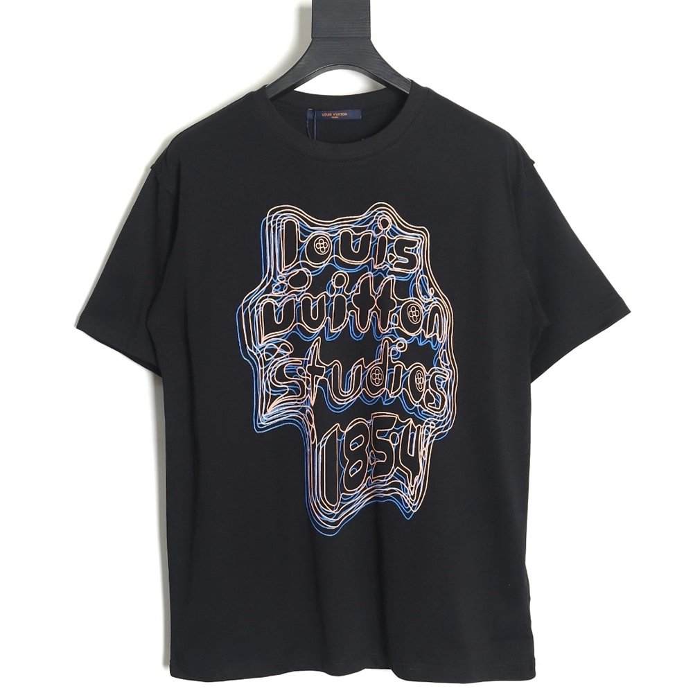 Reps Louis Vuitton geometric neon print short-sleeved T-shirt,All order with free shipping Reps Louis Vuitton