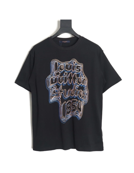 Reps Louis Vuitton geometric neon print short-sleeved T-shirt,All order with free shipping Reps Louis Vuitton