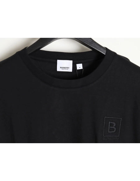 Burberry B logo embroidered plaid patchwork T-shirt TSK1,All order with free shipping Burberry