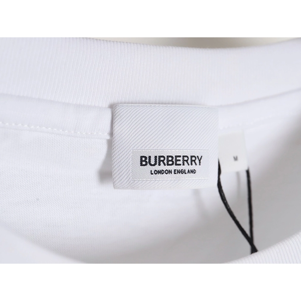 Burberry B logo embroidered plaid patchwork T-shirt,All order with free shipping Burberry