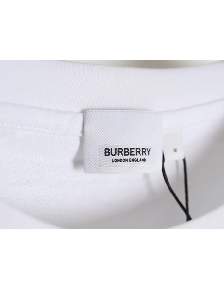 Burberry B logo embroidered plaid patchwork T-shirt,All order with free shipping Burberry