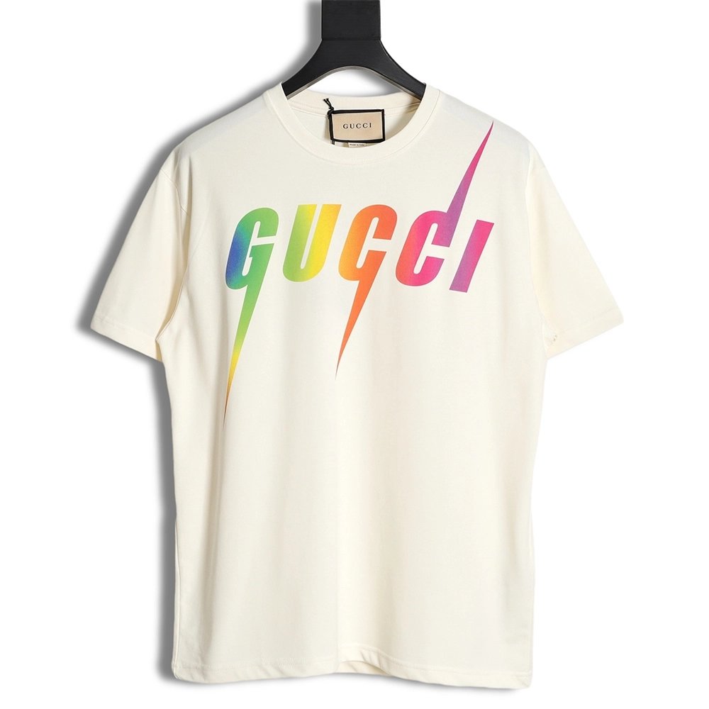 Reps Gucci 23SS Gradient Lightning Short Sleeve T-Shirt,All order with free shipping Reps Gucci