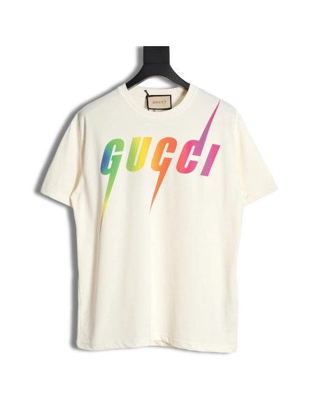 Reps Gucci 23SS Gradient Lightning Short Sleeve T-Shirt,All order with free shipping Reps Gucci