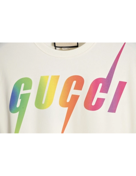 Reps Gucci 23SS Gradient Lightning Short Sleeve T-Shirt,All order with free shipping Reps Gucci
