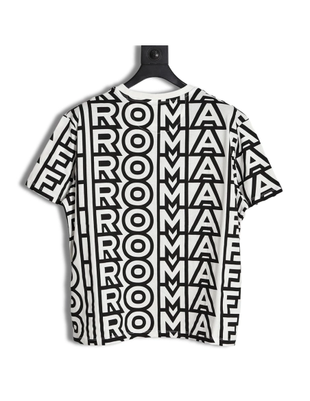 FENDI 23SS black and white full letter short-sleeved T-shirt,All order with free shipping Fendi