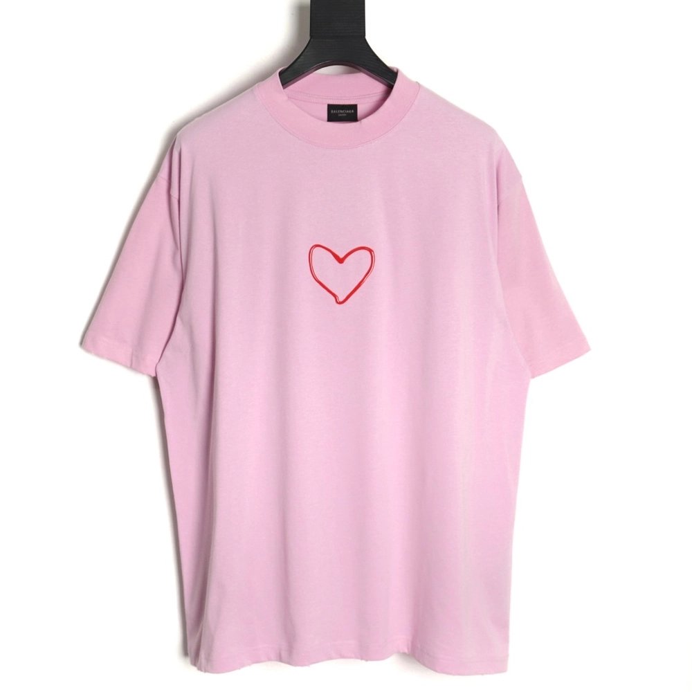 Balenciaga solid color heart short-sleeved T-shirt,All order with free shipping Balenciaga