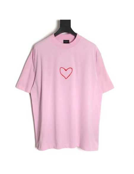 Balenciaga solid color heart short-sleeved T-shirt,All order with free shipping Balenciaga
