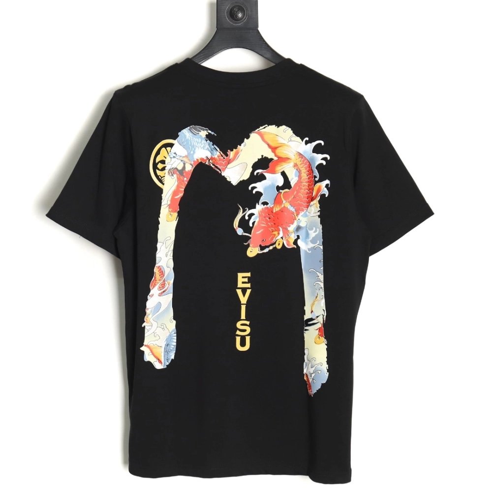Evisu Carp Seagull Brush Large M Digital Print Short Sleeve T-shirt,All order with free shipping Evisu