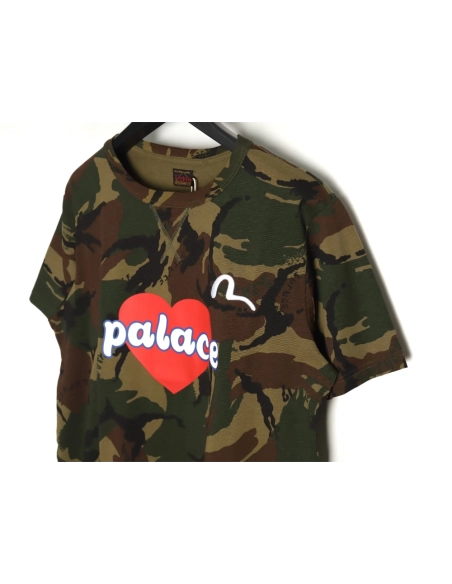 Evisu palace camouflage heart letter short-sleeved T-shirt,All order with free shipping Evisu