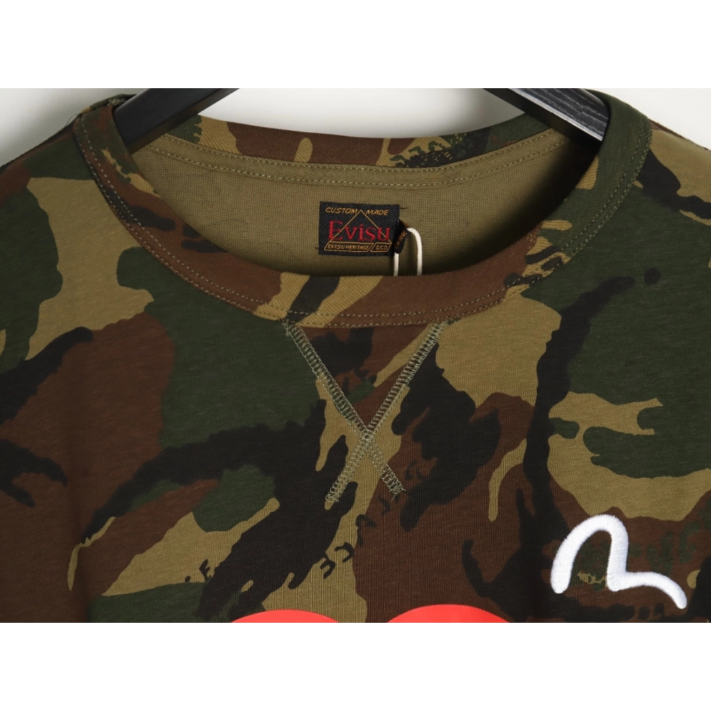 Evisu palace camouflage heart letter short-sleeved T-shirt,All order with free shipping Evisu