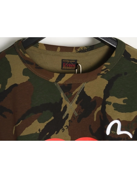 Evisu palace camouflage heart letter short-sleeved T-shirt,All order with free shipping Evisu