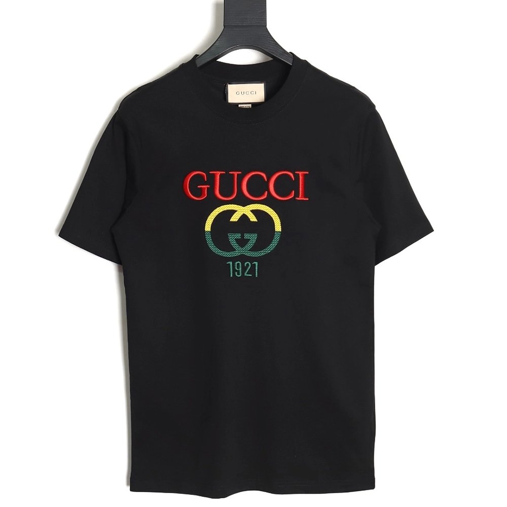 Reps Gucci colorblock double G embroidered logo short-sleeved T-shirt TSK1,All order with free shipping Reps Gucci