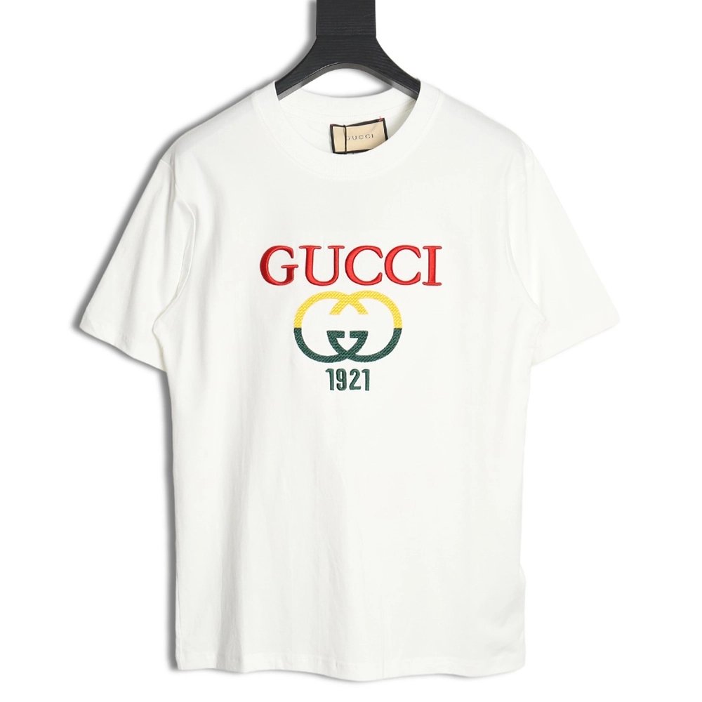 Reps Gucci colorblock double G embroidered logo short-sleeved T-shirt,All order with free shipping Reps Gucci