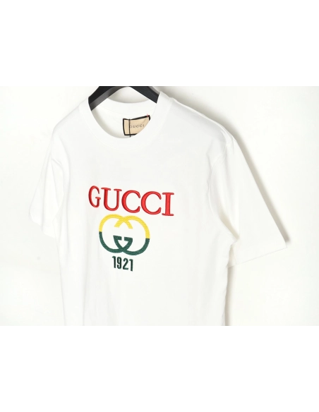 Reps Gucci colorblock double G embroidered logo short-sleeved T-shirt,All order with free shipping Reps Gucci