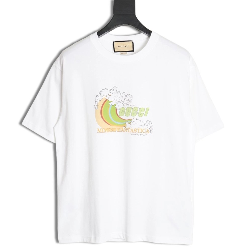 Reps Gucci Limited Edition Rainbow Wave Digital Direct Printing Short Sleeve T-shirt,All order with free shipping Reps Gucci