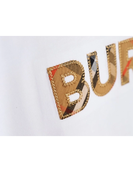 Burberry three-dimensional logo embroidered plaid short-sleeved T-shirt TSK1,All order with free shipping Burberry