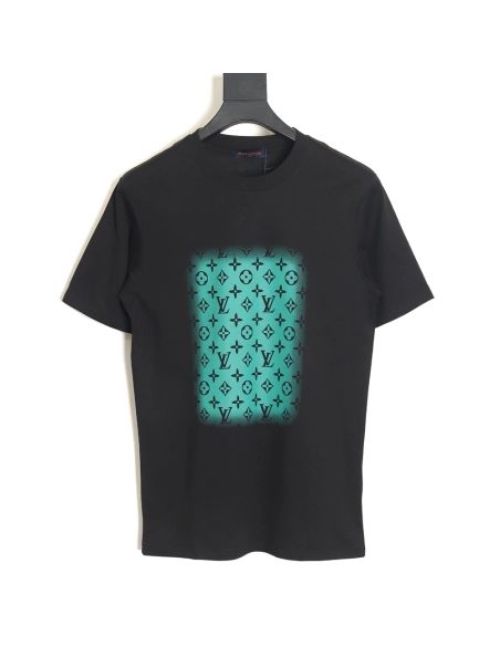 Reps Louis Vuitton square green full print short-sleeved T-shirt,All order with free shipping Reps Louis Vuitton