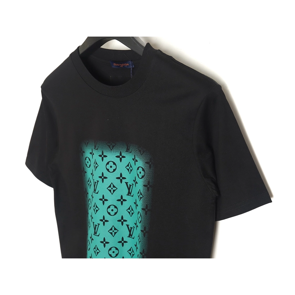 Reps Louis Vuitton square green full print short-sleeved T-shirt,All order with free shipping Reps Louis Vuitton