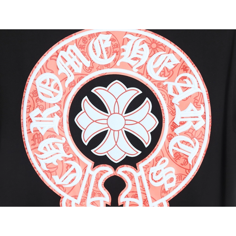 Chrome Hearts front and back red and blue horseshoe foam print short-sleeved T-shirt_TSK1,All order with free shipping Chrome He