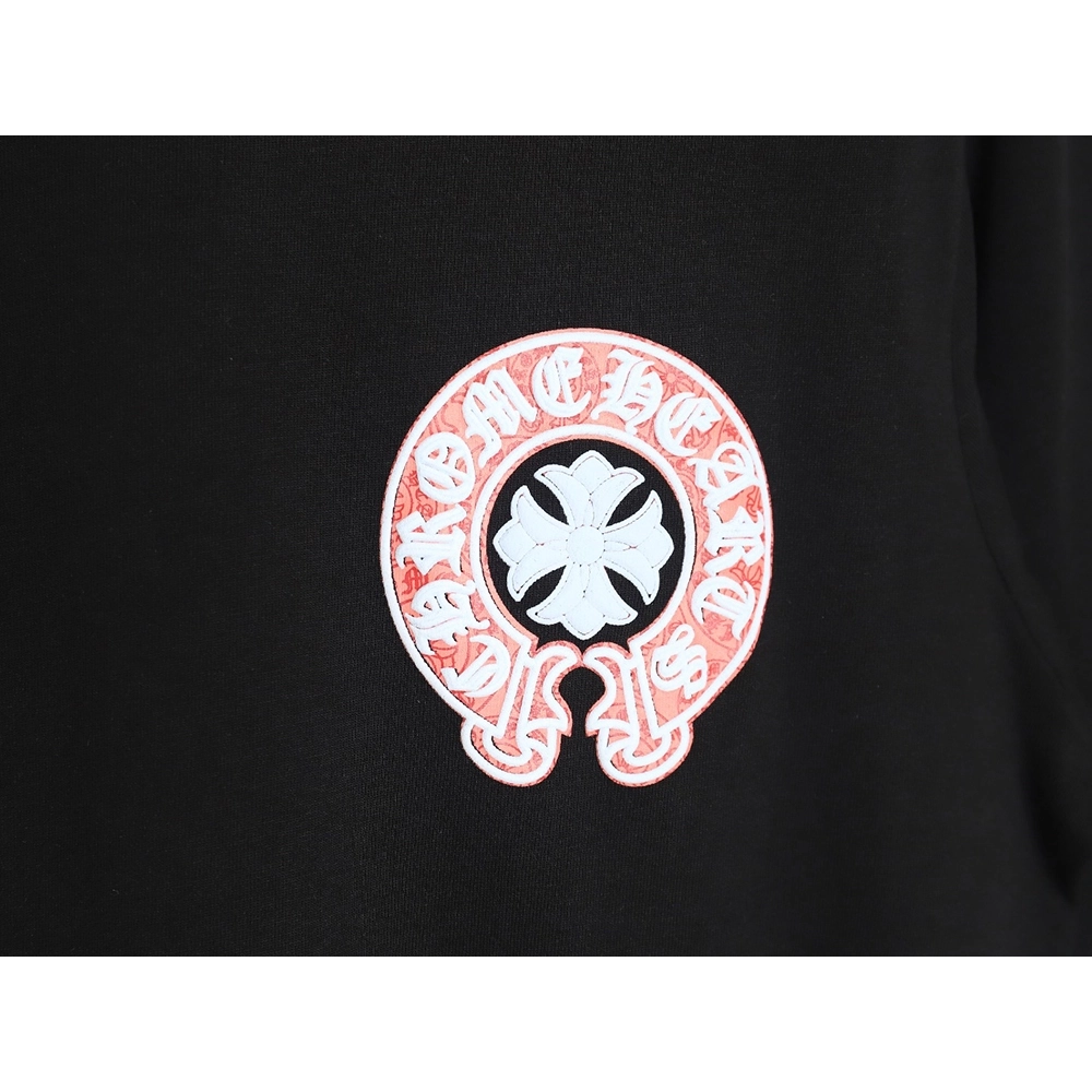 Chrome Hearts front and back red and blue horseshoe foam print short-sleeved T-shirt_TSK1,All order with free shipping Chrome He