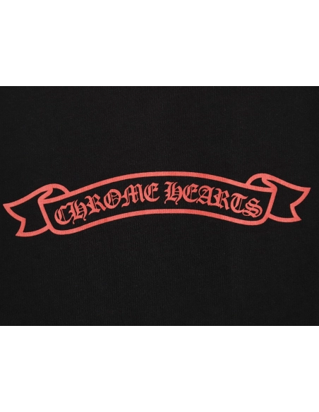 Chrome Hearts front and back red and blue horseshoe foam print short-sleeved T-shirt_TSK1,All order with free shipping Chrome He