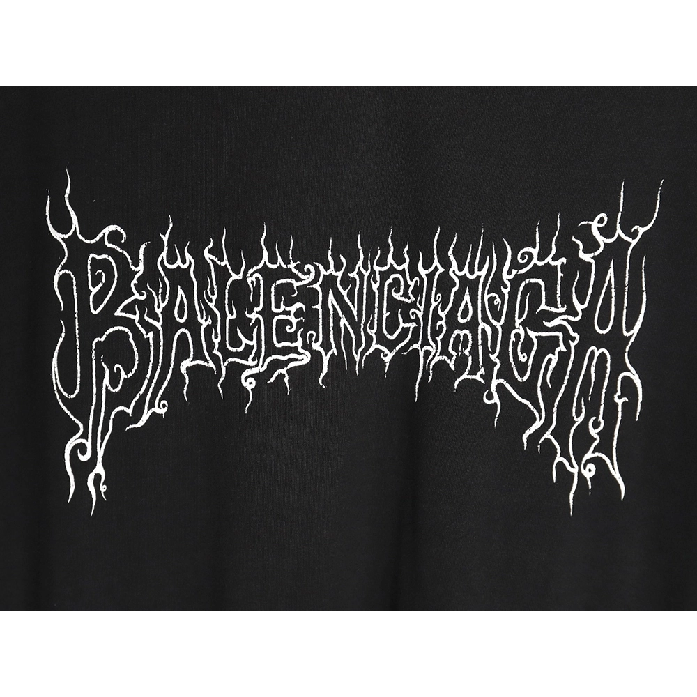 Balenciaga 24ss Gothic Sanskrit flame logo short-sleeved T-shirt,All order with free shipping Balenciaga