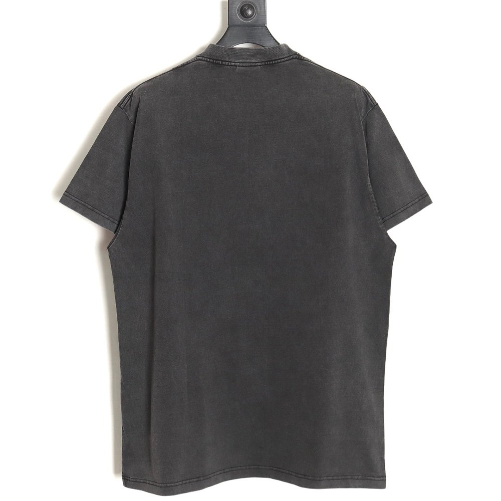 Balenciaga washed-out Paris Tower lettering short-sleeved T-shirt,All order with free shipping Balenciaga