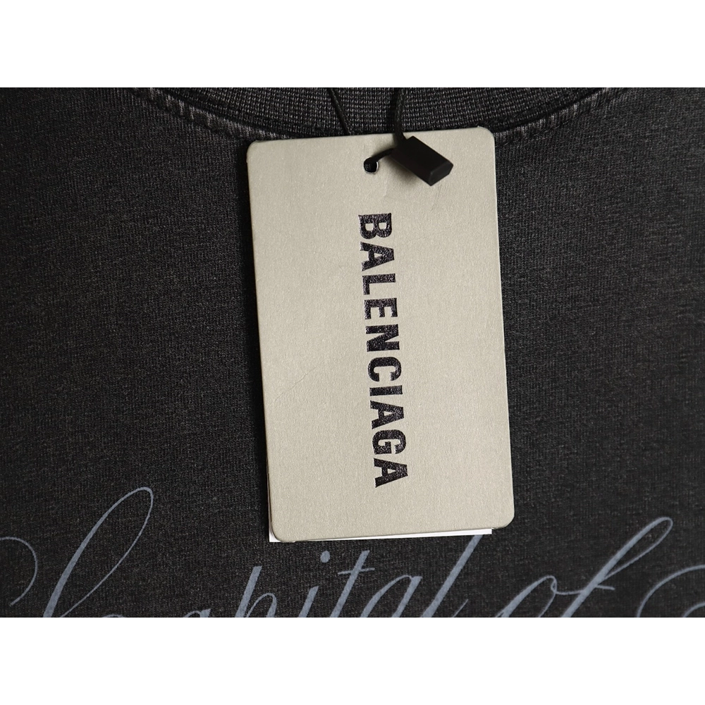 Balenciaga washed-out Paris Tower lettering short-sleeved T-shirt,All order with free shipping Balenciaga