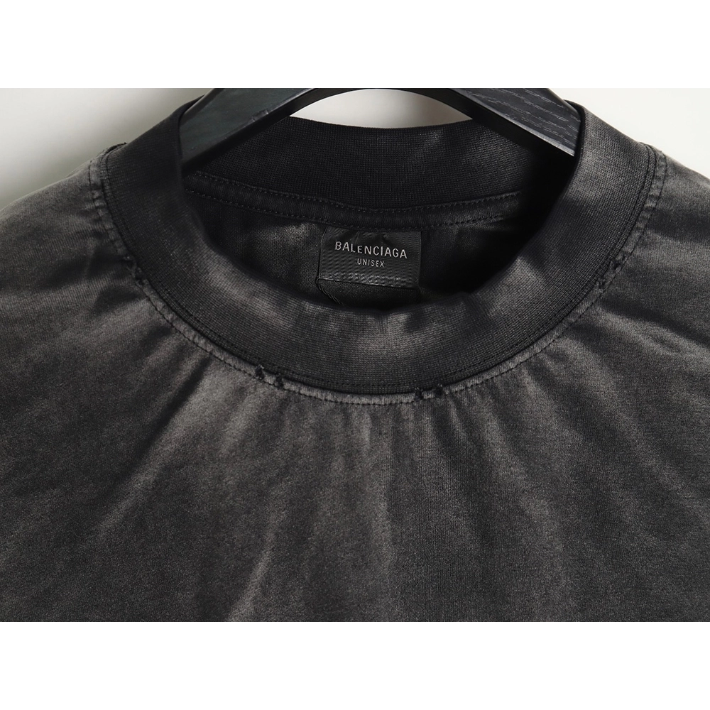 Balenciaga BLCG24ss heavy washed distressed large double B graffiti short-sleeved T-shirt,All order with free shipping Balenciag