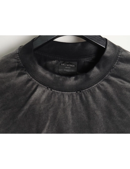 Balenciaga BLCG24ss heavy washed distressed large double B graffiti short-sleeved T-shirt,All order with free shipping Balenciag